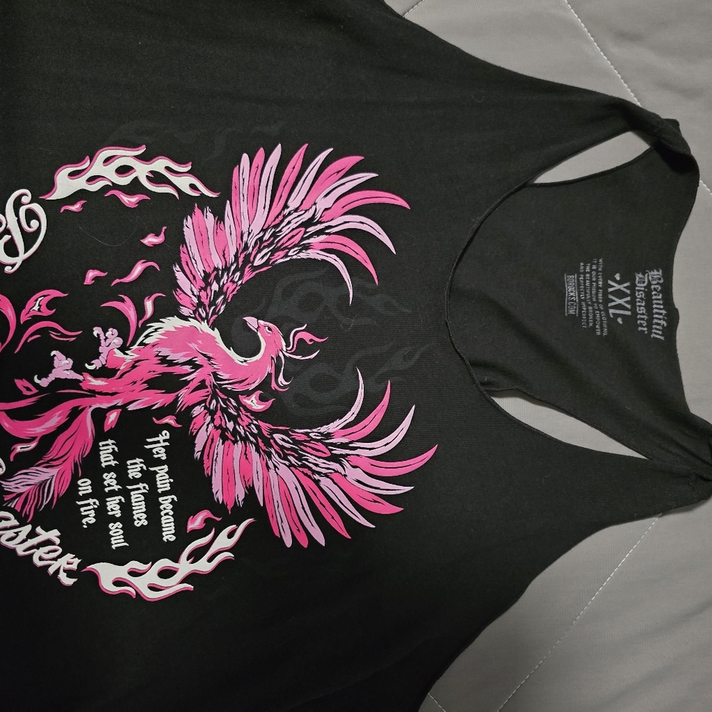 Beautiful Disaster Tank Top with Pink Phoenix Design - Picture 4 of 5